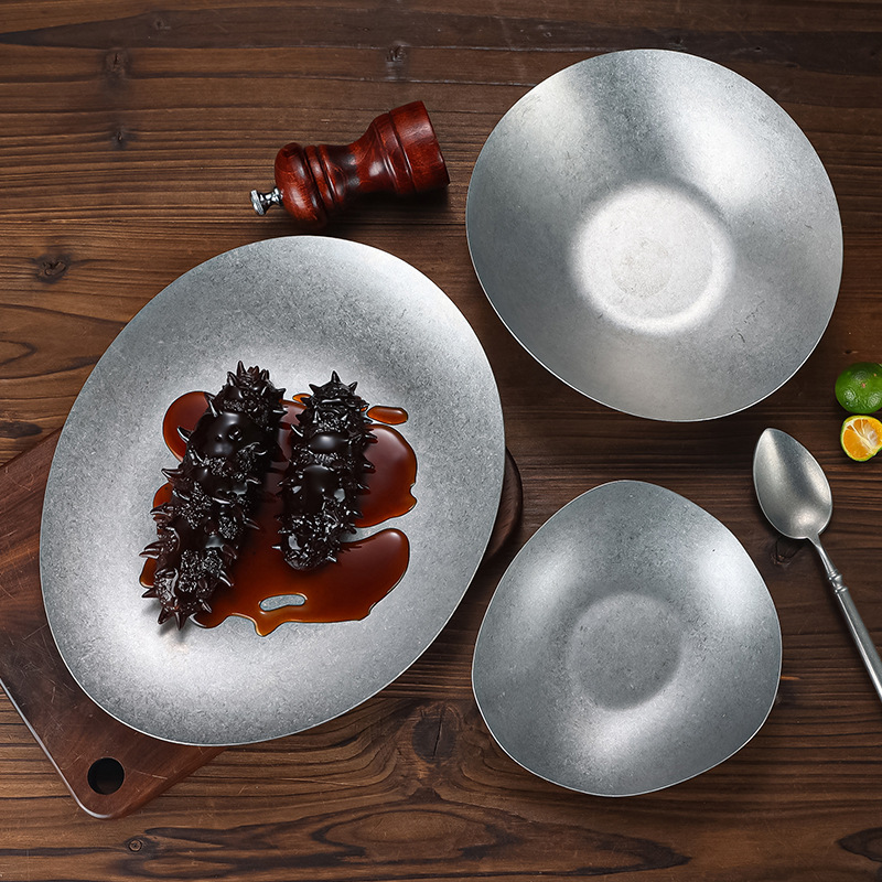Food Snacks Restaurant - Irregular Stainless Steel Meal Plate Snack