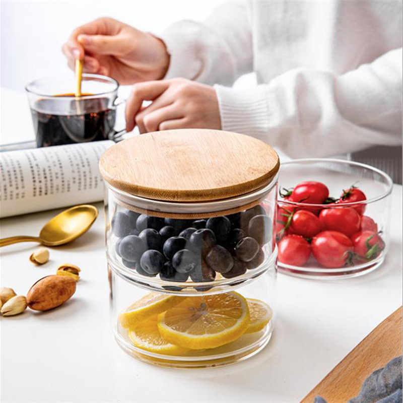 Baby Food Snacks Yogurt - Mini Glass Bowl with Bamboo Airtight