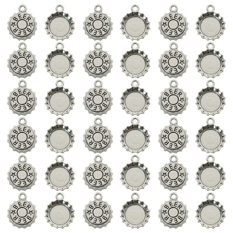 Food Zinc - 15PCS Antique Silver Plated Beer Cap