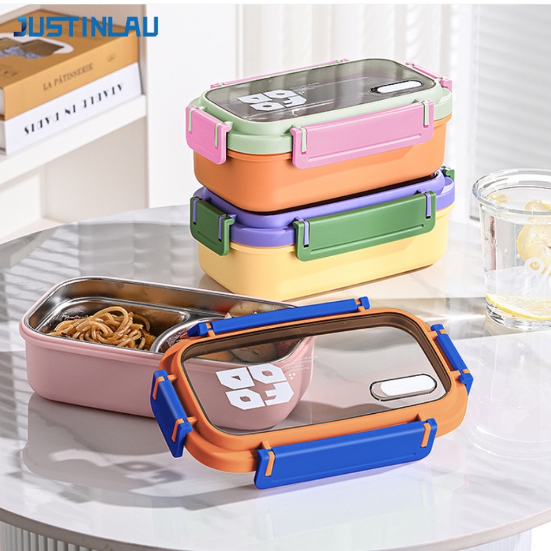 Food Snacks Wholesale - JUSTINLAU 2 Grid Bento Box Stainless