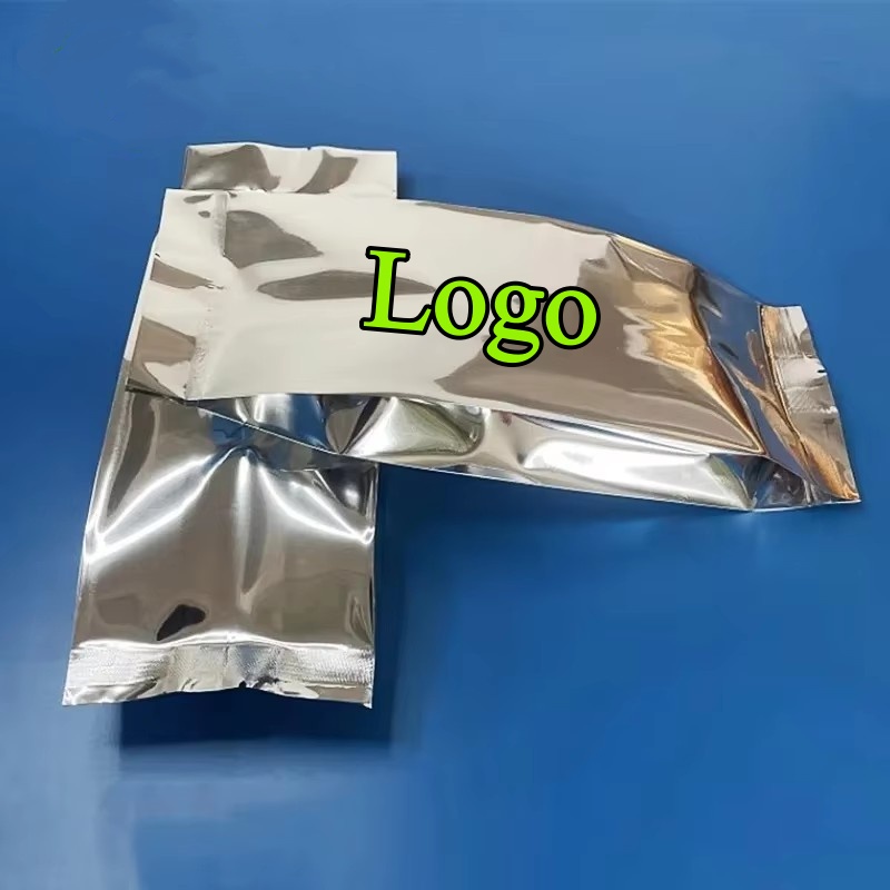 Food Snacks Logos - 100PCS Side Gussets Glossy Silver Aluminum