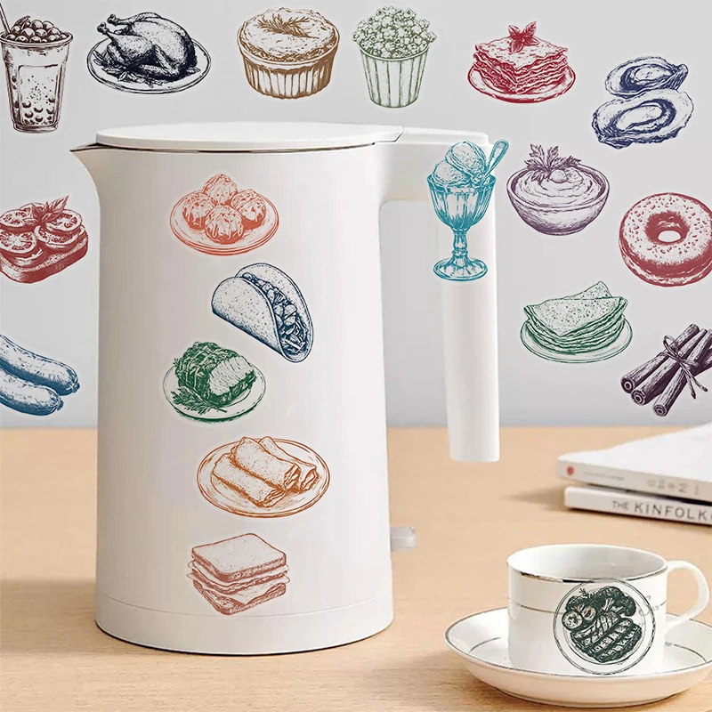 50PCS Retro Food Stickers Set  - đánh giá và giá Yummy Food Snacks